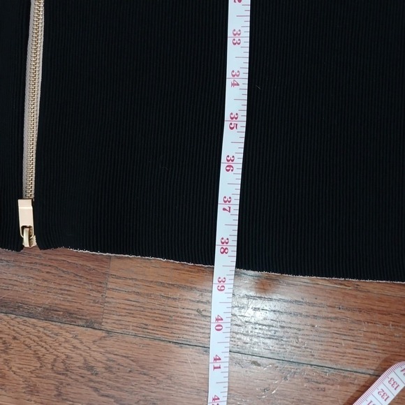 AS by DF Black Ribbed Knit Zip Front Mini Dress Size M - Picture 5 of 7